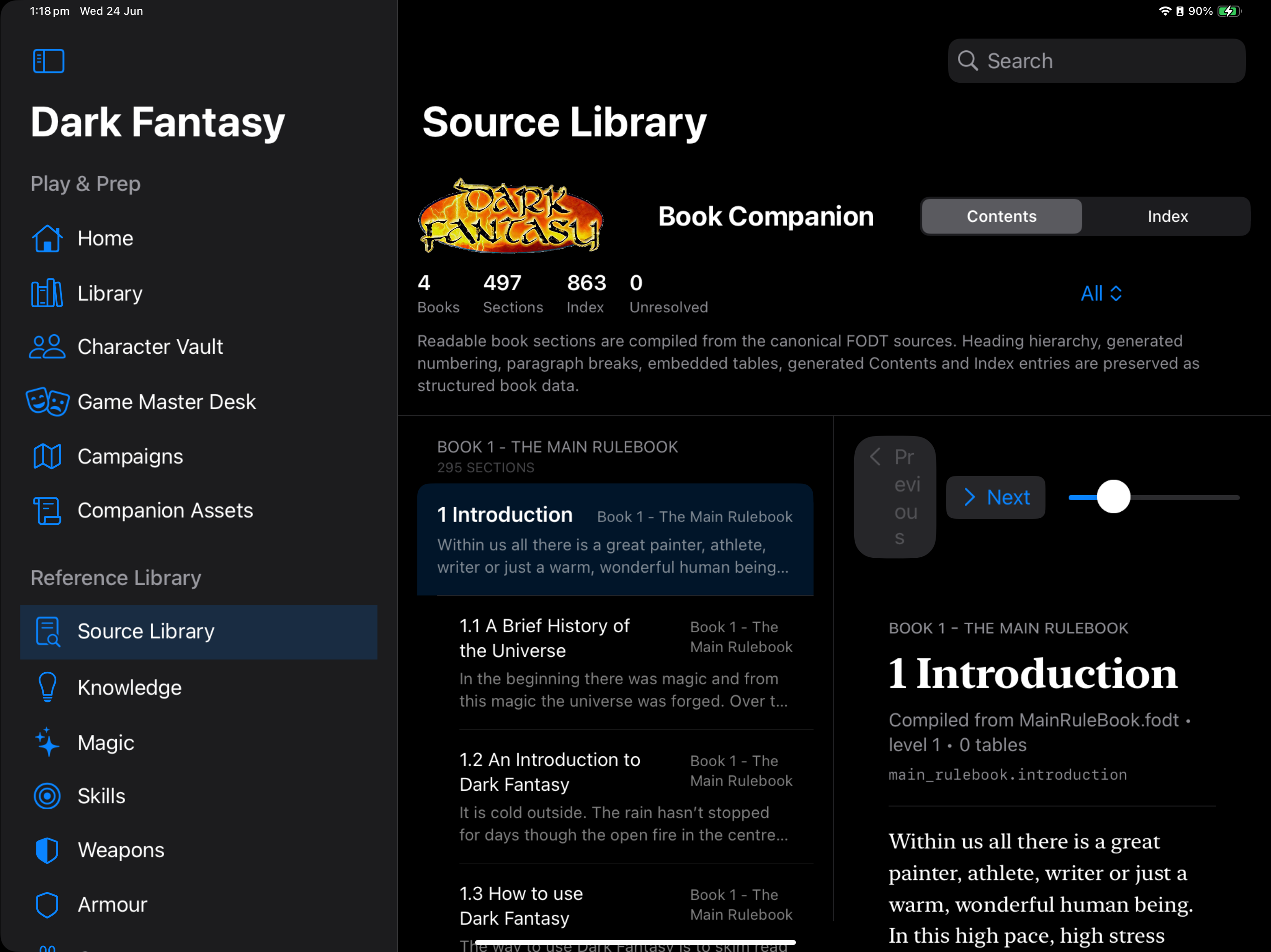 Source library on iPad