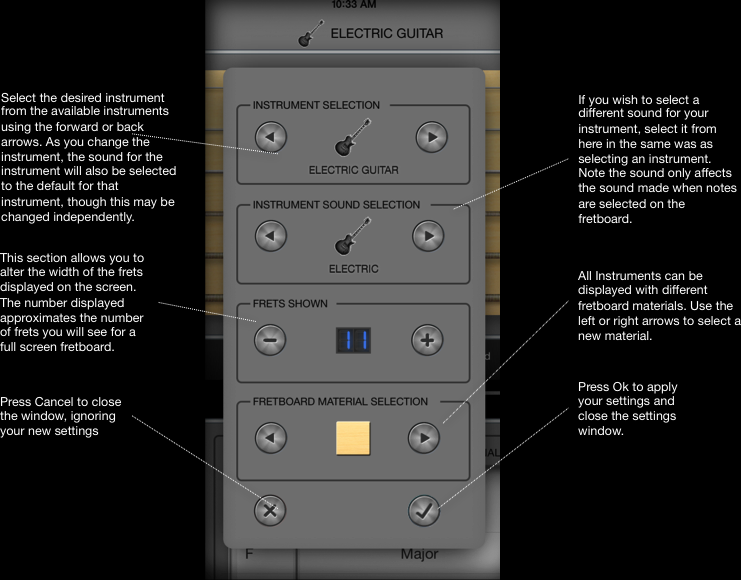 Screenshot of the InstrumentSelection Screen