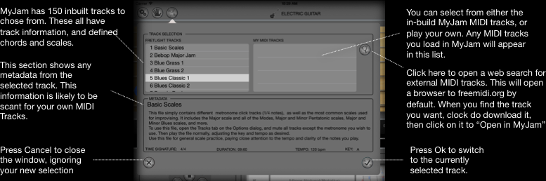 Screenshot of MyJam OpenFile screen